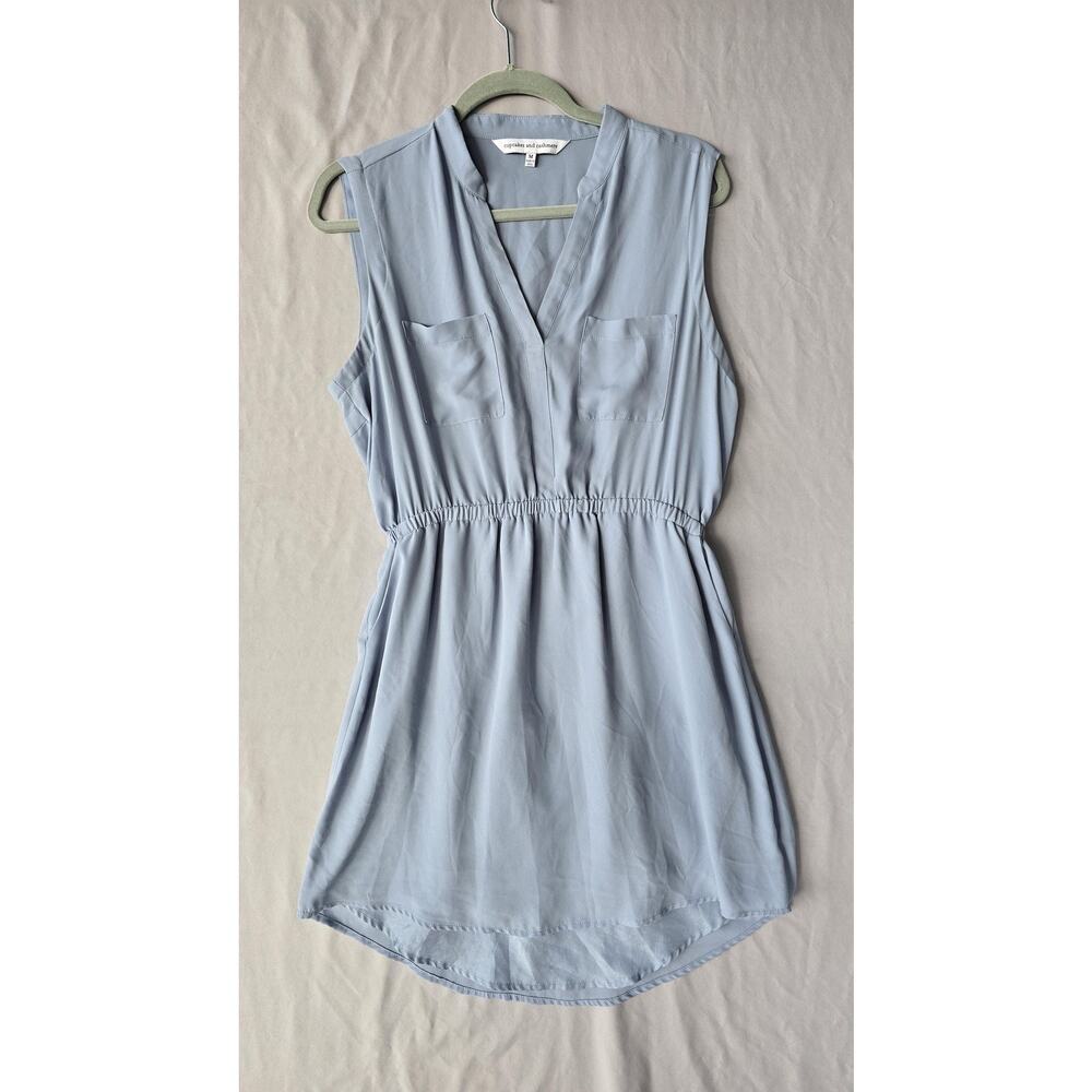 Cupcakes And Cashmere Dress Womens Medium Blue Sleeveless V Neck Shirt Tunic
